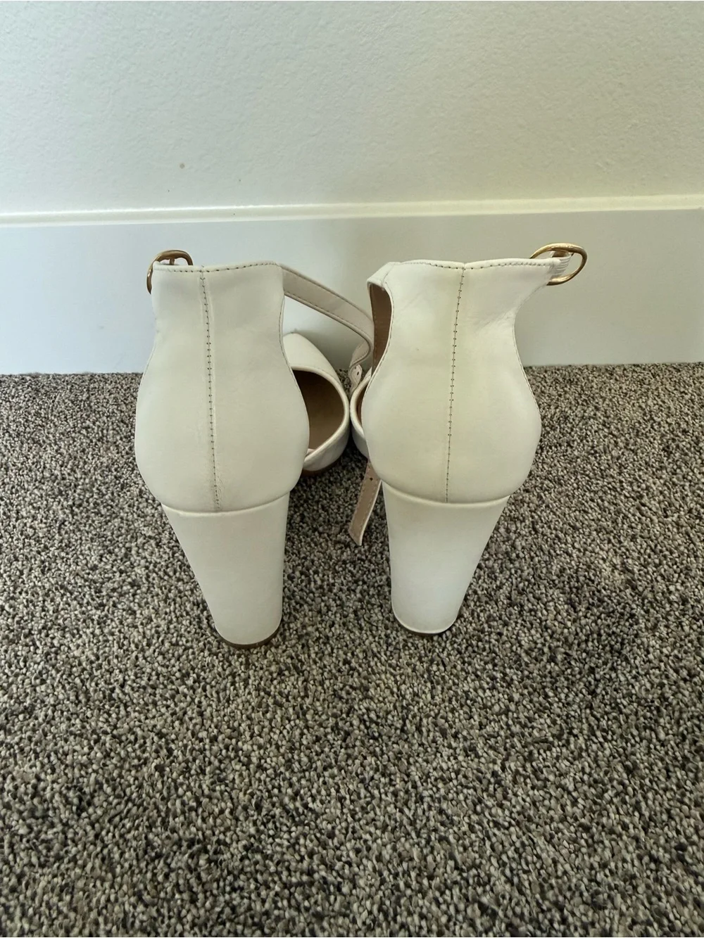Dream Pairs White Pointed-Toe Ankle Strap Heels